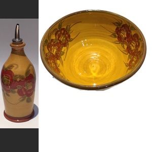 NWOT 2pc set,salad bowl and dressing dispenser, Handmade in France